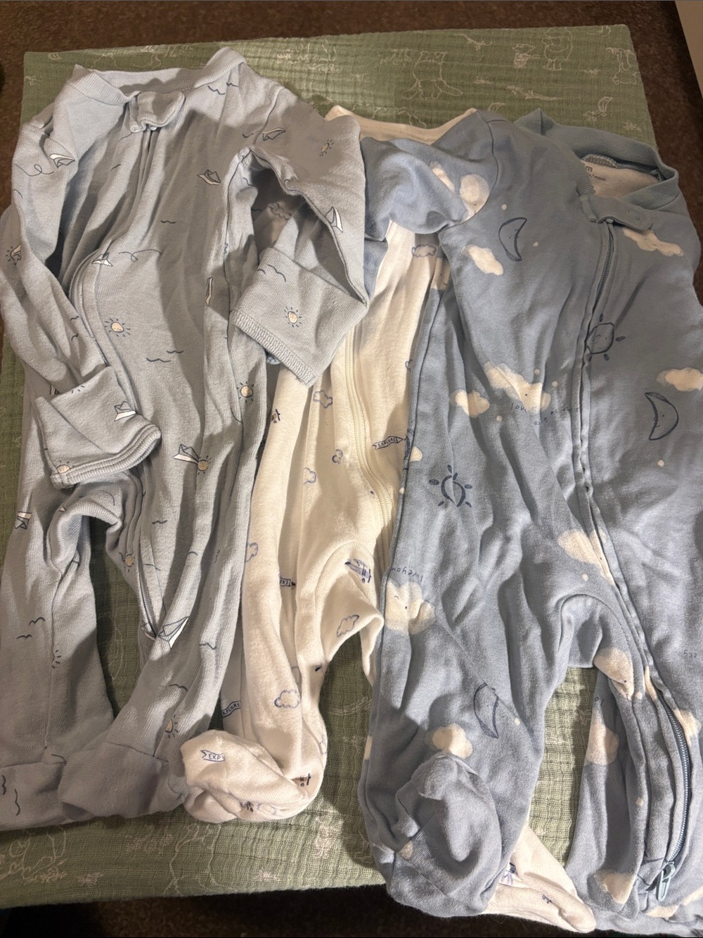 Baby Blue Cloud & Moon Zipper Footed Pajamas - carters